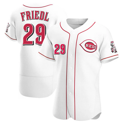 C.Reds #29 TJ Friedl Player White Home Replica Elite Baseball Jerseys