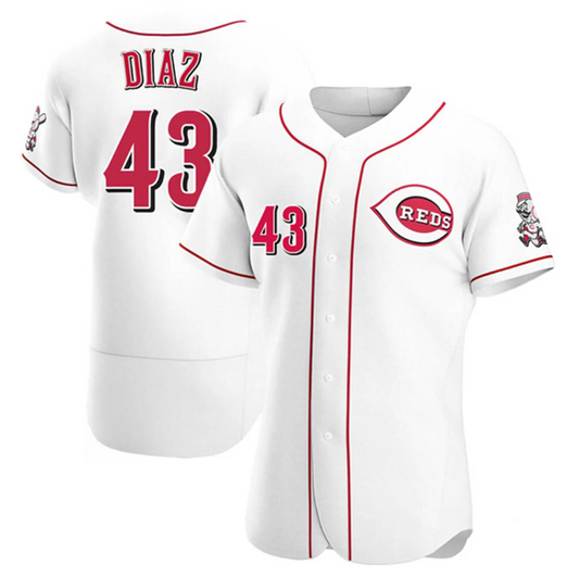 C.Reds #43 Alexis Diaz Player White Home Replica Elite Baseball Jerseys