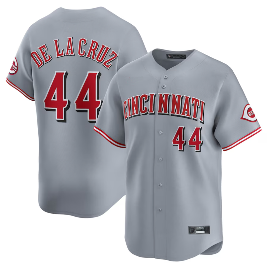 C.Reds #44 Elly De La Cruz Player Gray Road Limited Baseball Jerseys