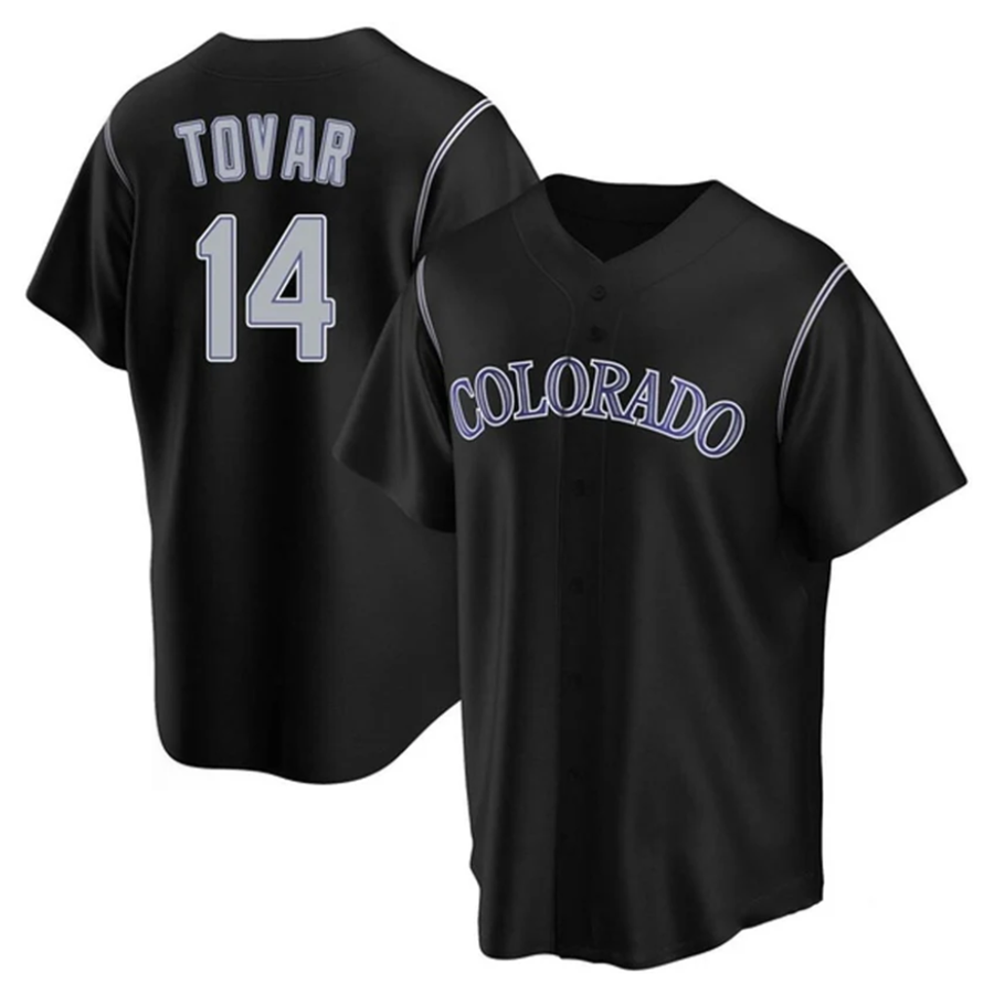 C.Rockies #14 Ezequiel Tovar Player Black Home Replica Baseball Jerseys