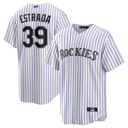 C.Rockies #39 Thairo Estrada Player White Home Replica Baseball Jerseys