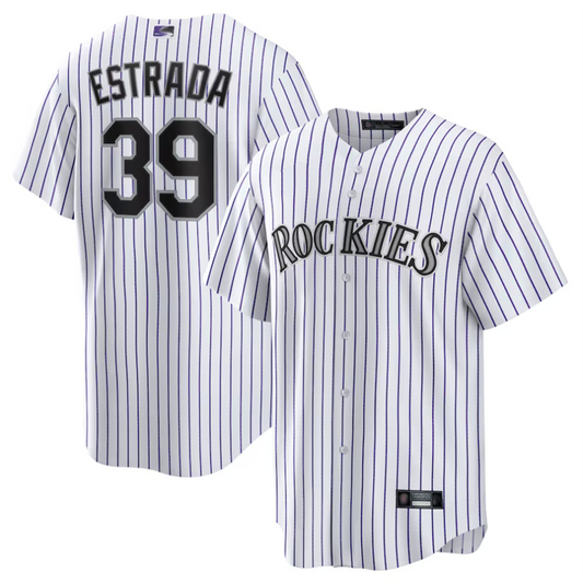C.Rockies #39 Thairo Estrada Player White Home Replica Baseball Jerseys