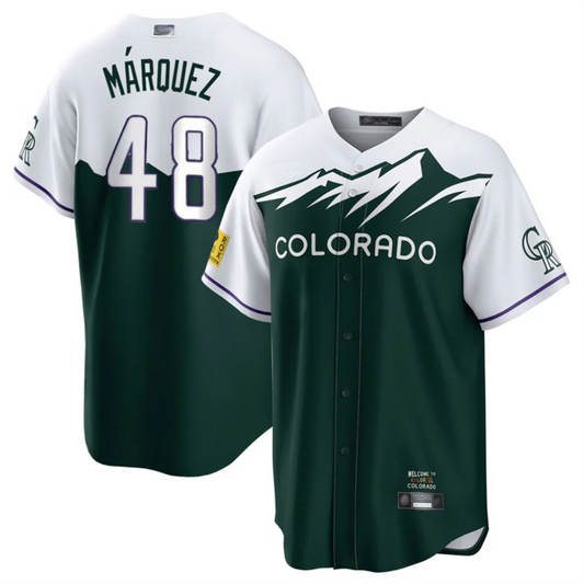 C.Rockies #48 German Marquez Player White-Green Home Limited Baseball Jerseys