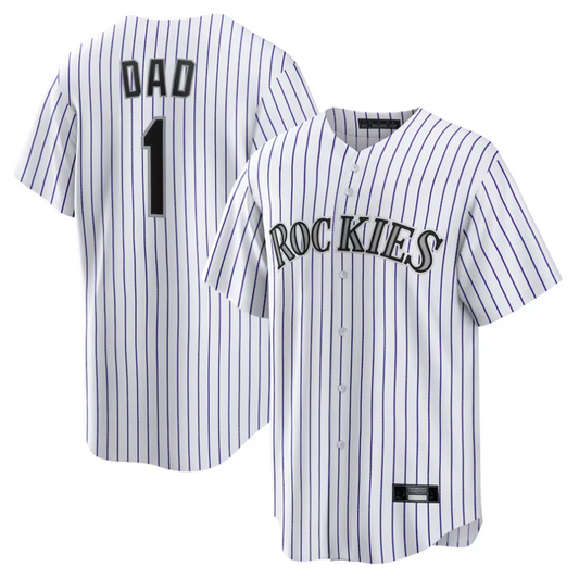 C.Rockies Player White #1 Dad Home Replica Game Baseball Jerseys