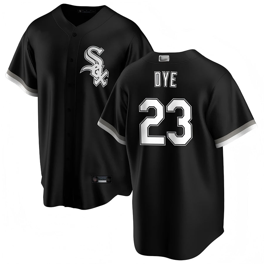 C.White Sox #23 Jermaine Dye Player Replica Black Home Baseball Jerseys