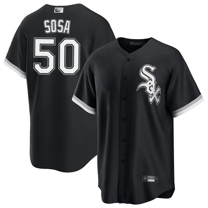 C.White Sox #50 Lenyn Sosa Player Black Replica Baseball Jerseys