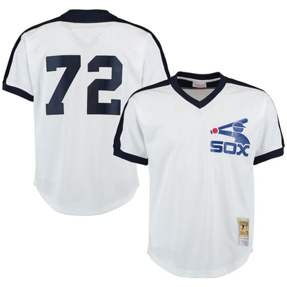 C.White Sox #72 Carlton Fisk Player Mitchell & Ness White Cooperstown Replica Baseball Jerseys