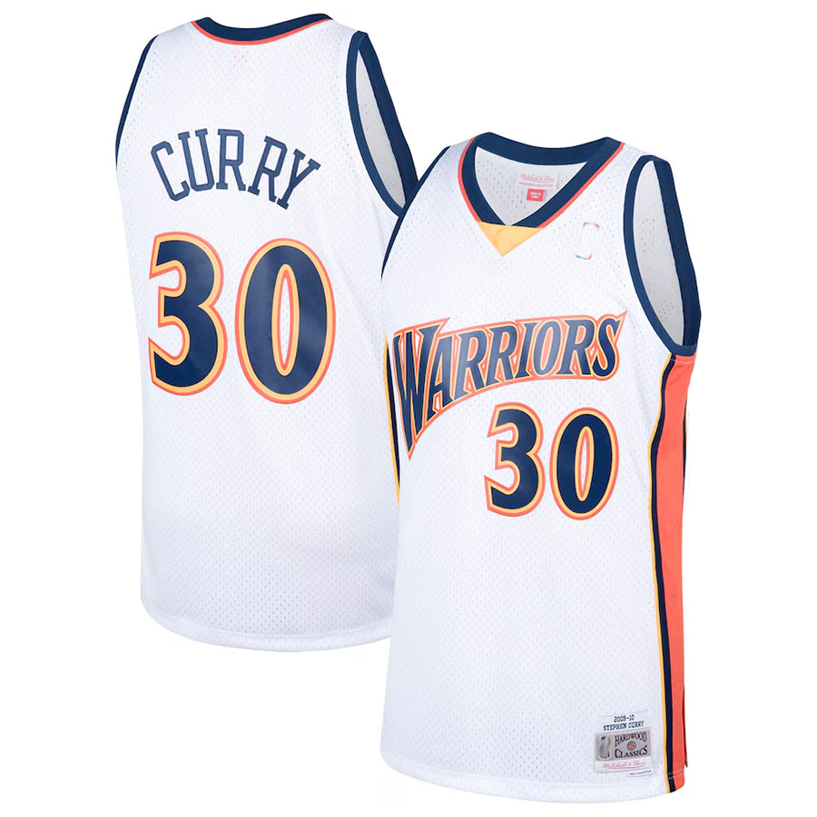 CA.Warriors #30 Stephen Curry Player Mitchell & Ness White Hardwood Classics Swingman Jerseys