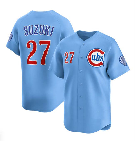 C.Cubs #27 Seiya Suzuki Player Blue 2024-25 2nd Alternate Limited Stitched Baseball Jerseys