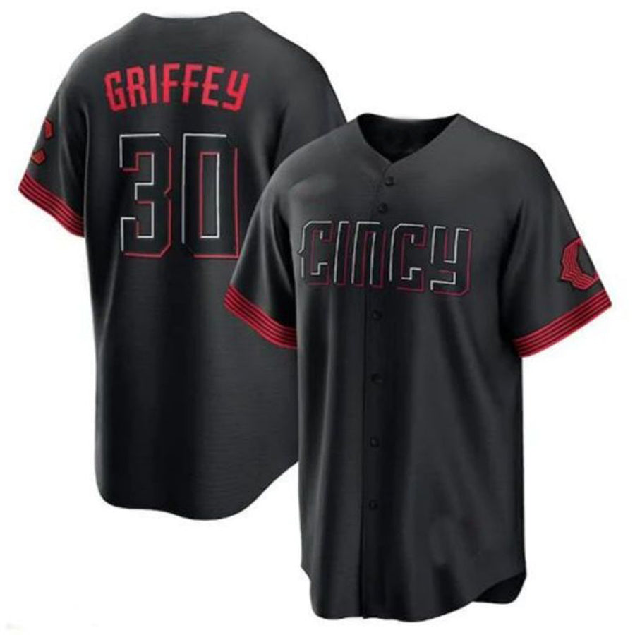 C.Reds #30 Ken Griffey Jr. Player Black City Connect Replica Baseball Jerseys
