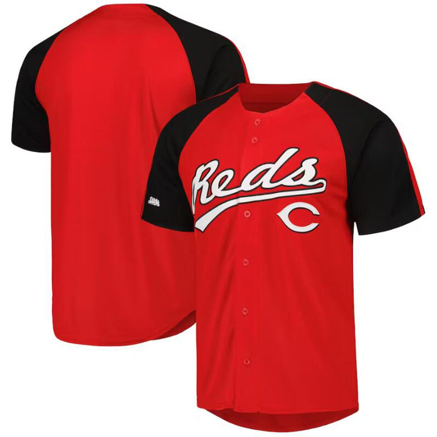 C.Reds Blank Player Stitches Red Button-Down Raglan Fashion Baseball Jerseys