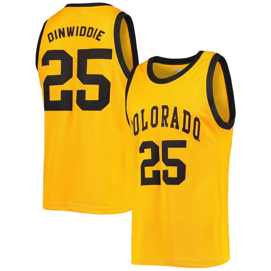 C.Buffaloes #25 Spencer Dinwiddie Player Classic Game Basketball Jersey - Gold American College Jerseys