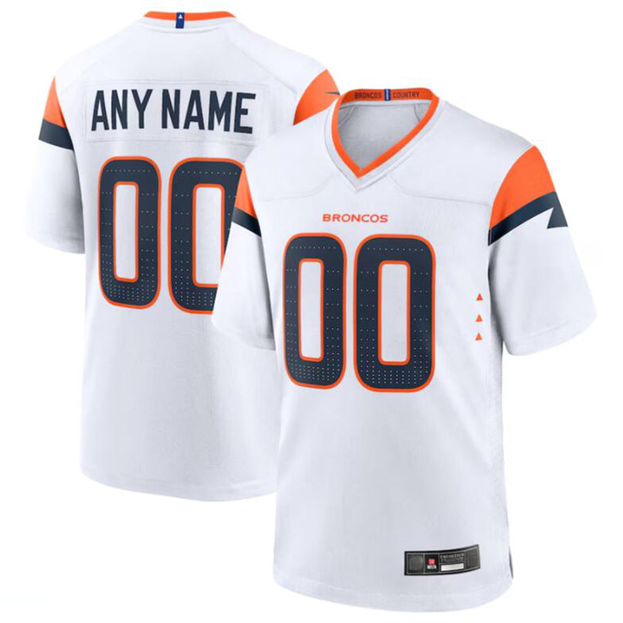 Custom D.Broncos White Home Game Football Jerseys