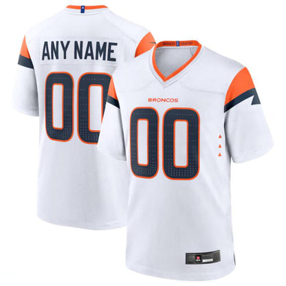 Custom D.Broncos White Home Game Football Jerseys
