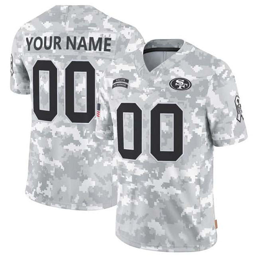 Custom SF.49ers F.U.S.E Arctic Camo Salute To Service Limited Stitched Football Jerseys