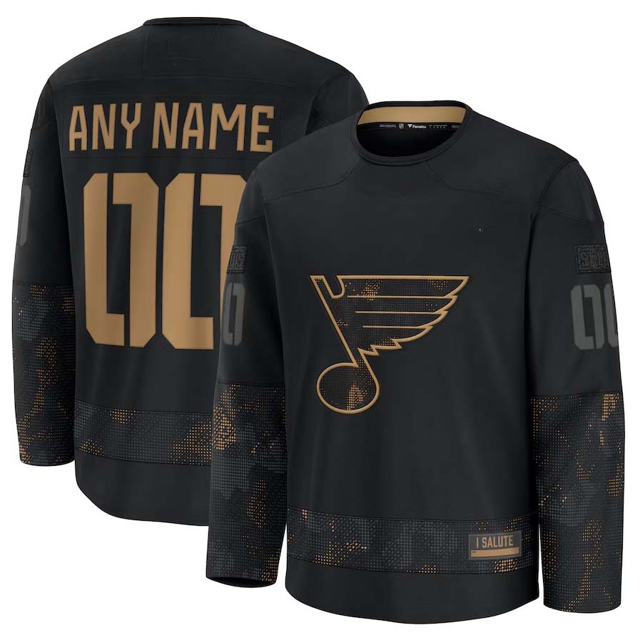 St. L.Blues Blues Fanatics Long Sleeve Game Jersey - Black Stitched American Hockey Jerseys