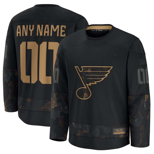 St. L.Blues Blues Fanatics Long Sleeve Game Jersey - Black Stitched American Hockey Jerseys