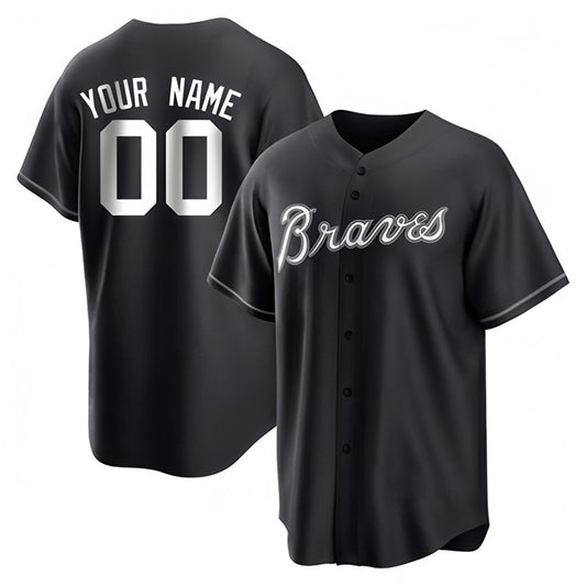 Custom A.Braves Black Game Baseball Jerseys