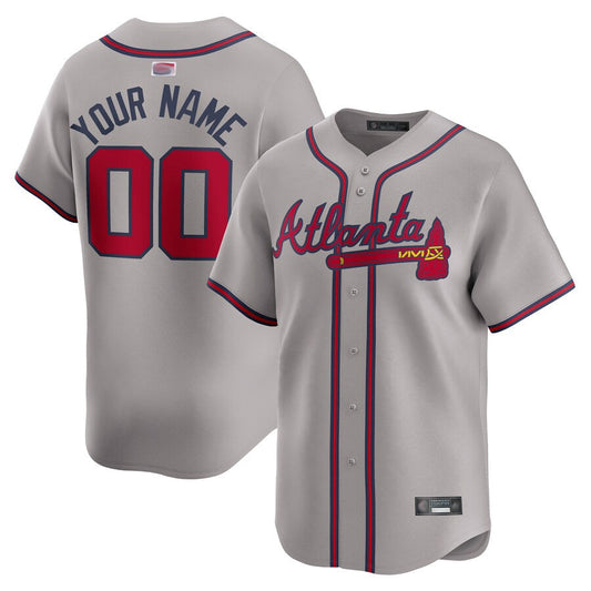 Custom A.Braves Gray Limited Home Game Baseball Jerseys