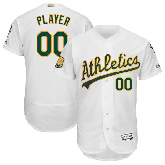 Custom Athletics Majestic 50th Anniversary White Home Baseball Jerseys