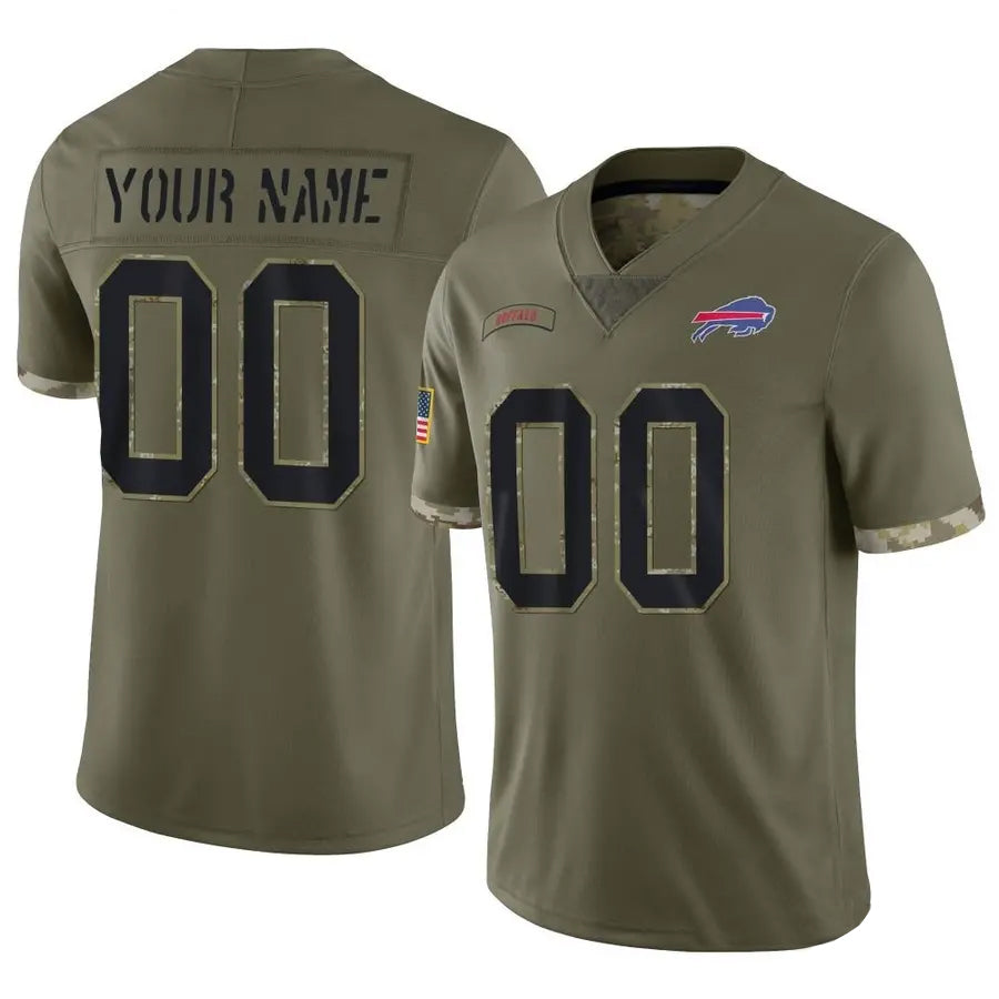 Custom B.Bills Salute To Service Olive Football Jerseys
