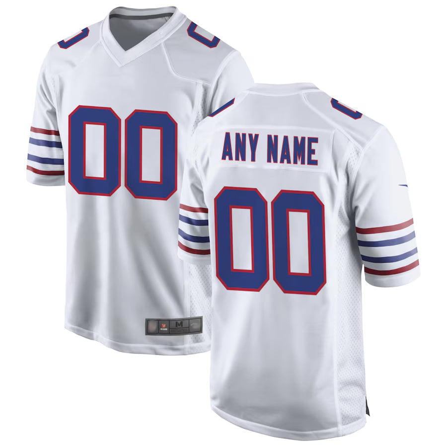 Custom B.Bills White Home Game Football Jerseys