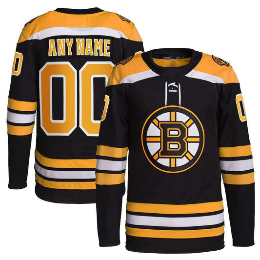 Custom B.Bruins Classic Fanatics Black Stitched Home Hockey Jerseys