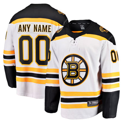 Custom B.Bruins Fanatics Home Breakaway White Hockey Jerseys