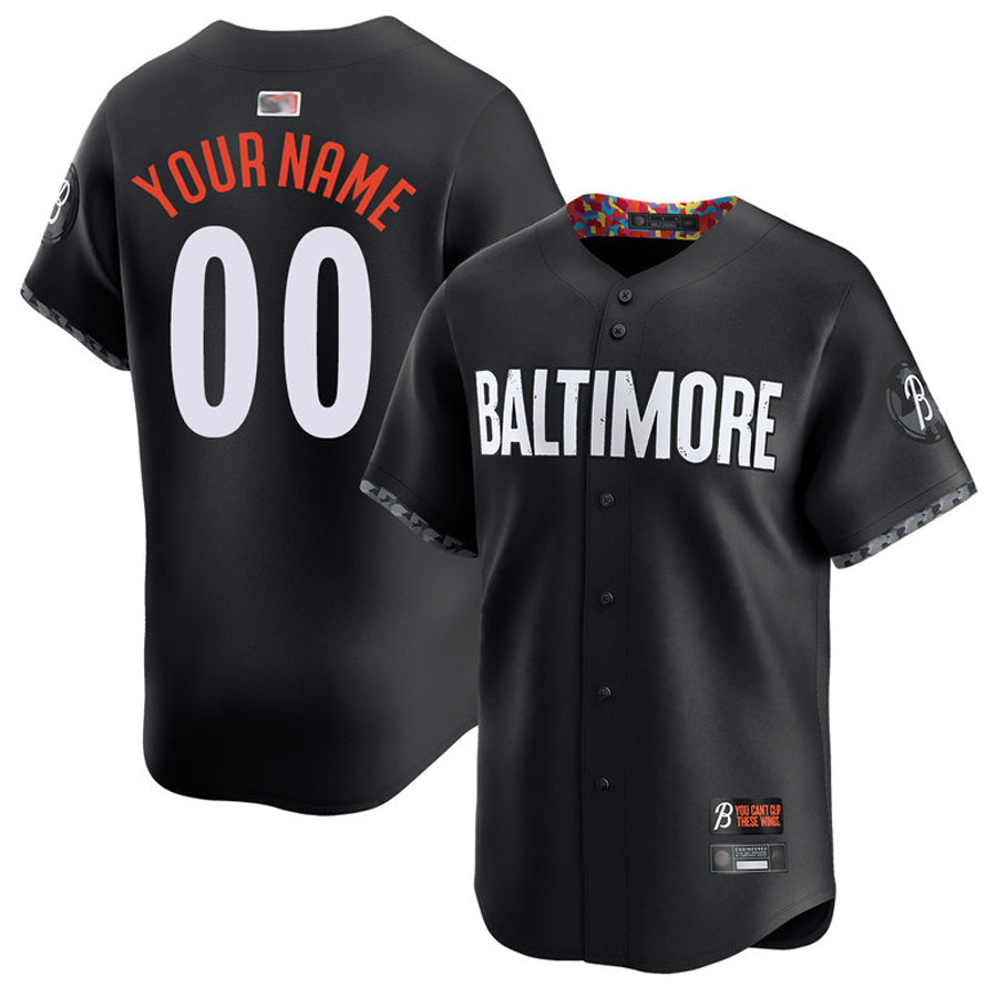 Custom B.Orioles Black City Connect Limited Game Baseball Jerseys