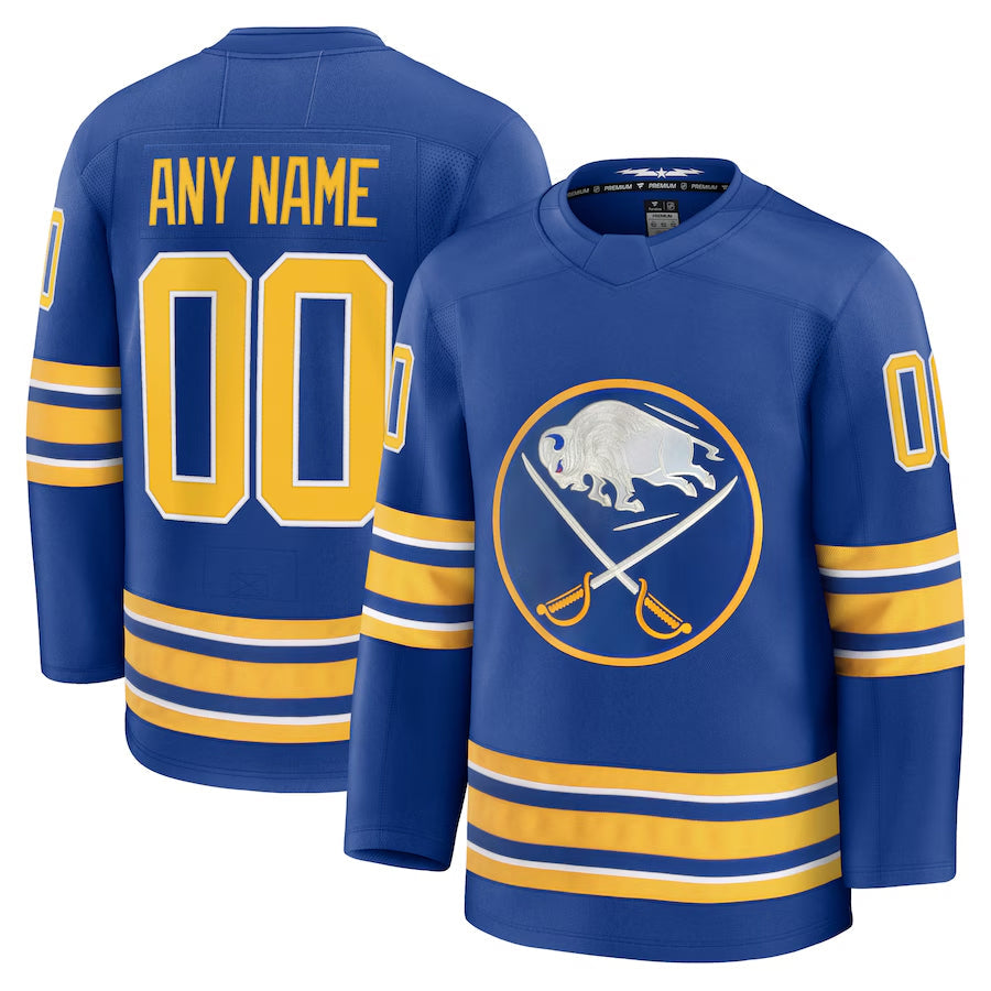 Custom B.Sabres Fanatics Home Premium Royal Hockey Jerseys