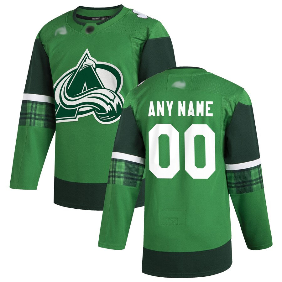 Custom C.Avalanche Fanatics Green Game Hockey Jerseys