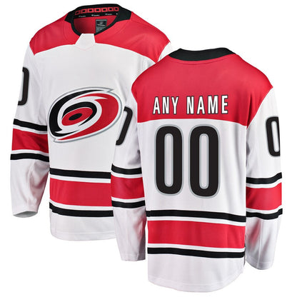 Custom C.Hurricanes Fanatics White Away Breakaway Hockey Jerseys