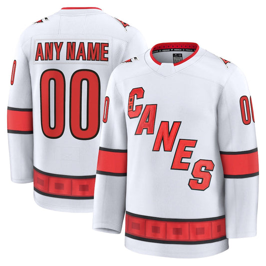Custom C.Hurricanes Fanatics White Away Premium Hockey Jerseys