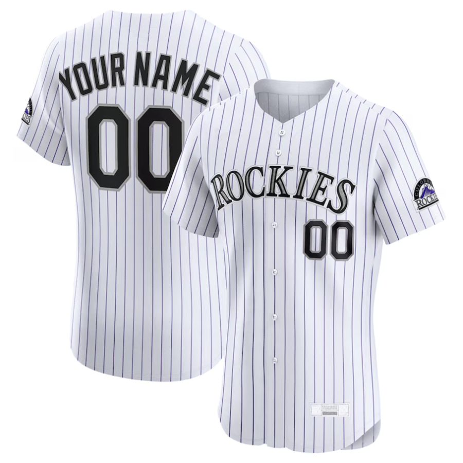 Custom C.Rockies White Home Elite Baseball Jerseys