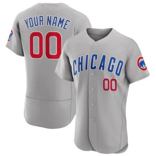Custom C.Cubs Gray Road Authentic Elite Baseball Jerseys