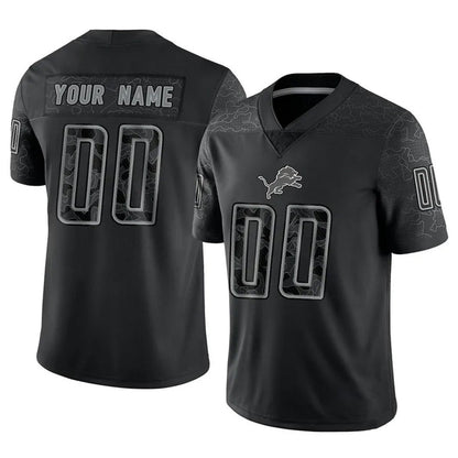 Custom D.Lions Black RFLCTV Limited Football Jerseys