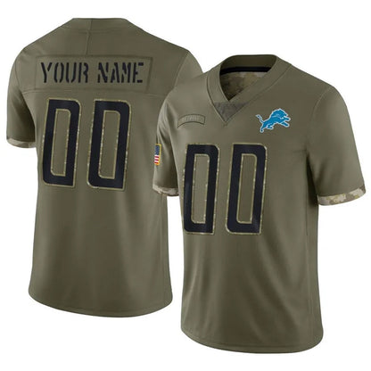 Custom D.Lions Olive Salute To Service Limited Football Jerseys