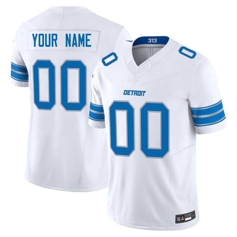 Custom D.Lions White Vapor F.U.S.E. Limited Elite Football Jerseys
