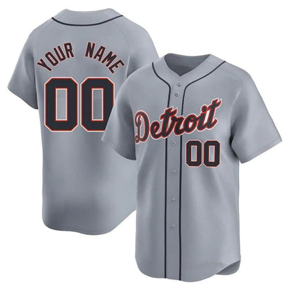 Custom D.Tigers Gray Replica Road Limited Baseball Jerseys