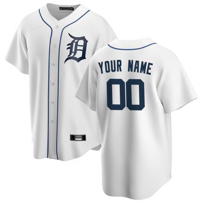 Custom D.Tigers White Home Replica Game Baseball Jerseys