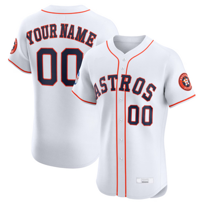 Custom H.Astros White Home Elite Sponsor Baseball Jerseys