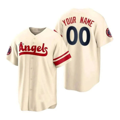 Custom LA.Angels Cream Stitched City Connect Baseball Jerseys