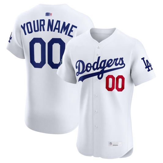 Custom LA.Dodgers White Home Elite Baseball Jerseys