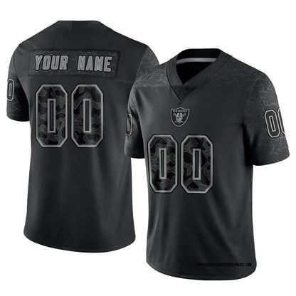 Custom LV.Raiders Black RFLCTV Limited Football Jerseys