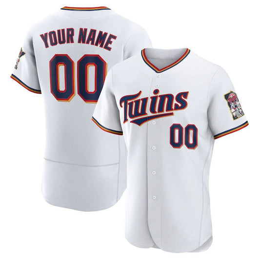 Custom M.Twins White Home Elite Baseball Jerseys