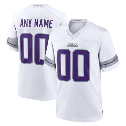 Custom MN.Vikings White Alternate Game Football Jerseys