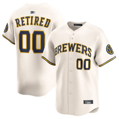 Custom M.Brewers Cream Home Limited Pick-A Game Baseball Jerseys