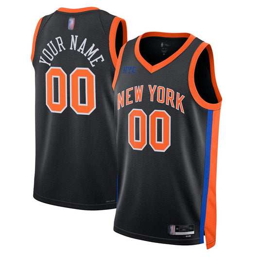Custom NY.Knicks Black Swingman City Edition Basketball Jerseys