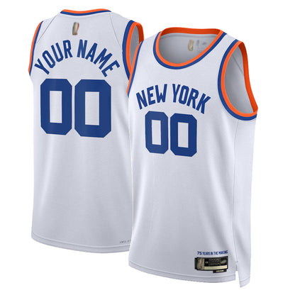 Custom NY.Knicks White Classic Edition Swingman Basketball Jerseys