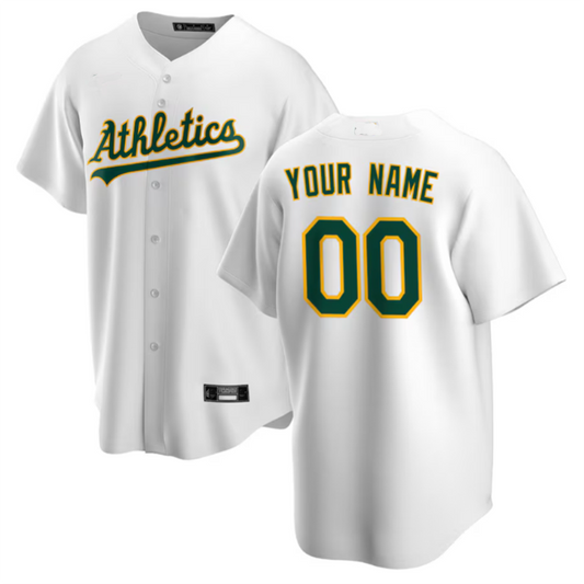 Custom Athletics  White Home Replica Game Jersey American Stitched Baseball Jerseys